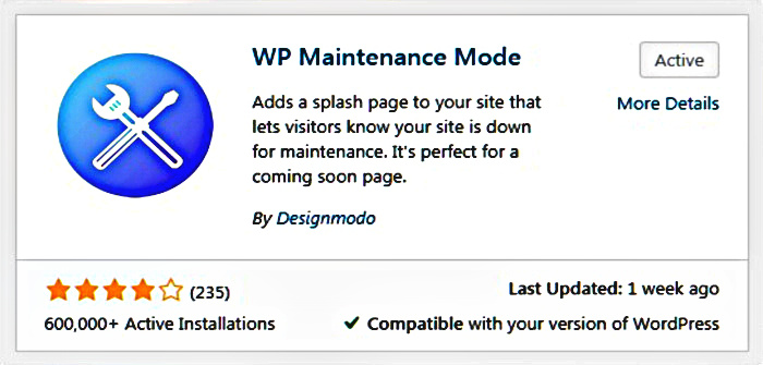 WP Maintenance Mode | Plugins | DS Web Design Plus