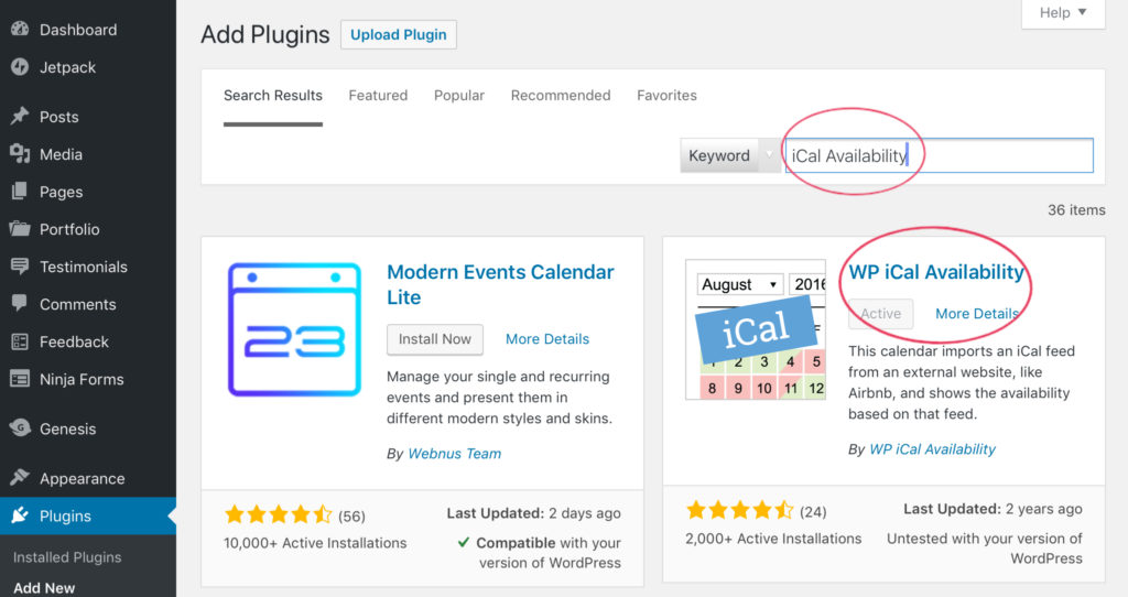 Add New Plugin | Calendar Install | DS Web Design Plus